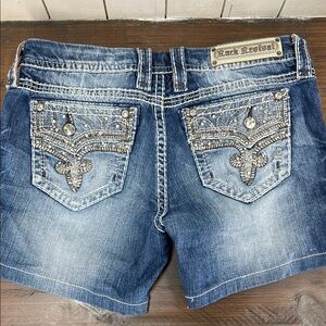 Rock Revival Blue Jean Shorts with Silver Accents
